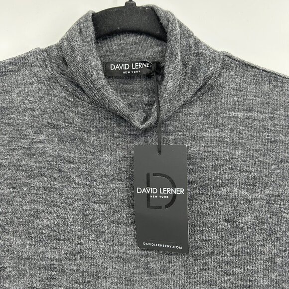 NWT DAVID LERNER Sample Gray Lightweight Skinny Turtleneck Long Sleeve Top Small - Picture 3 of 4
